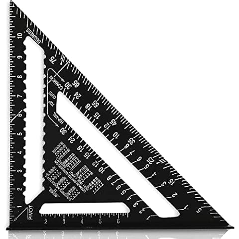 Speed Square Metric 12 inch - Roofing Square for Engineers | Black Aluminum Rafter Square | Metal Triangle Ruler | Builders Framing Square | Precise Measuring Woodworking Carpenters Tools Cover