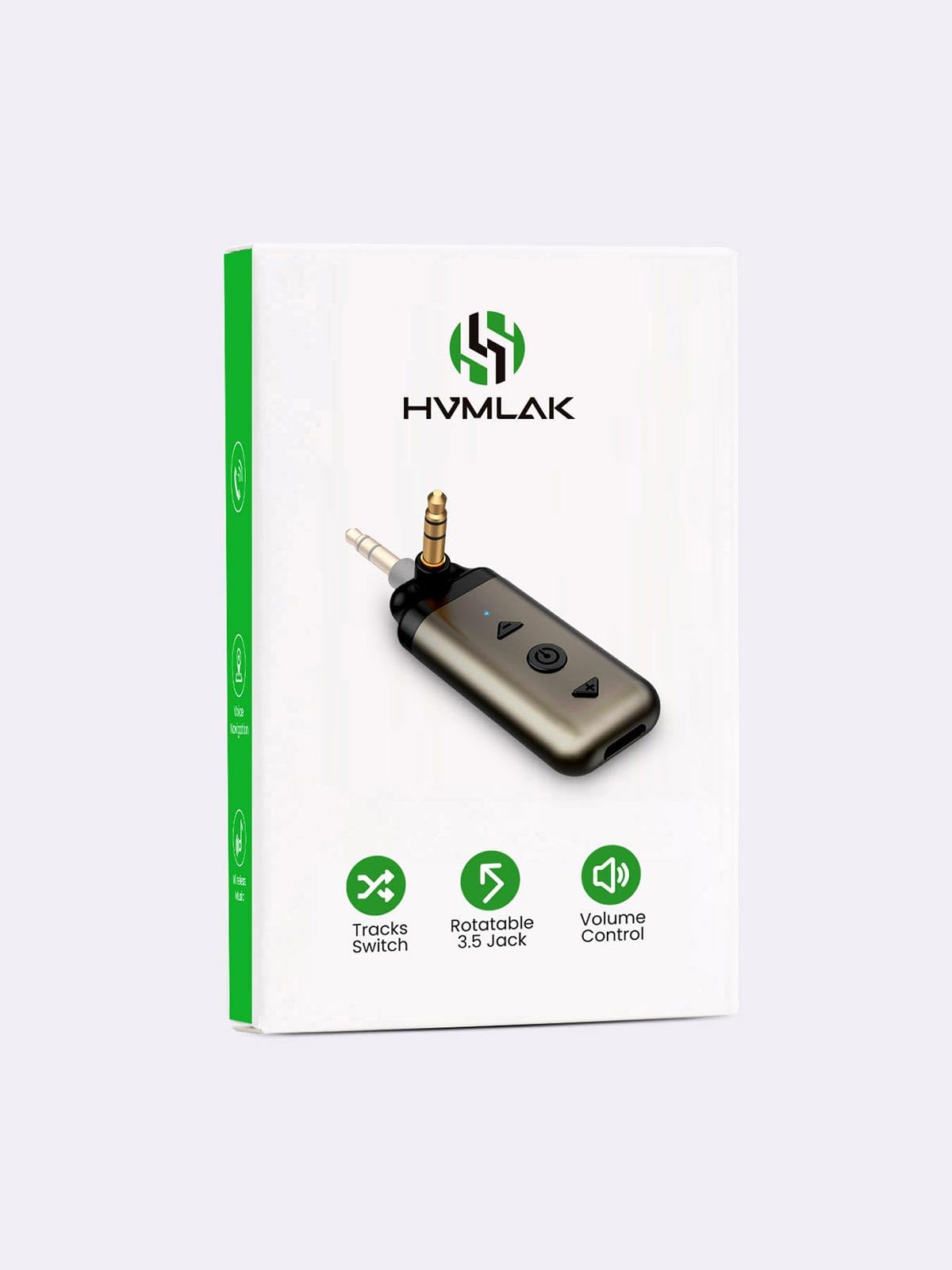 HVMLAK Air88 - Adattatore Bluetooth 5.4 AUX per autoradio da casa, con jack girevole da 3,5 mm, ricevitore Bluetooth con alloggiamento in metallo, chiamate in vivavoce, controllo della traccia del