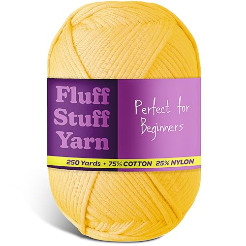 Image of Soft Yarn for Crocheting - Crochet & Knitting Yarn, Beginner Yarn with Easy-to-See Stitches, 250 Yds Amigurumi Yarn, Cotton-Nylon Blend Tshirt Yarn for Crocheting, Worsted Weight Yarn 4, Sunflower