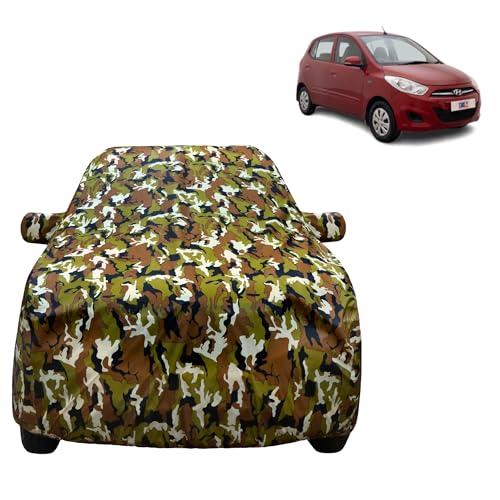 Image of VYAS I-10 Car Body Cover100% Waterproof for (2007-2012) Compatible with Hyundai I-10 Car Cover, Comes with Bird Droppings, Scratch, UV and Paint Protection, Jungle Camouflage.