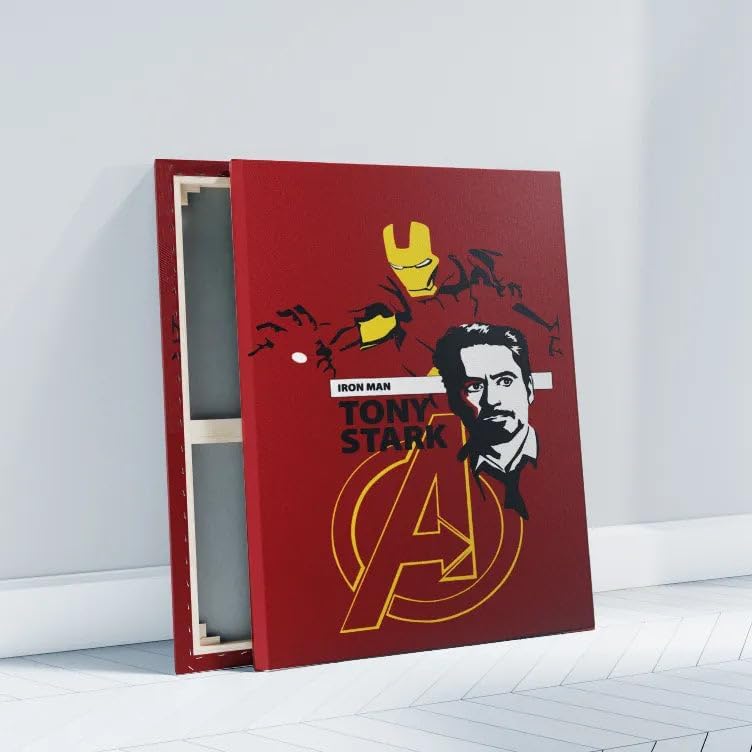 Iron Man Abstract Art Poster Frame Canvas Digital Painting for Living Bedroom Office Studyroom Kids Room Interior Decor Art Work Small Gallery Wrapped Canvas 8x12 Inches A4