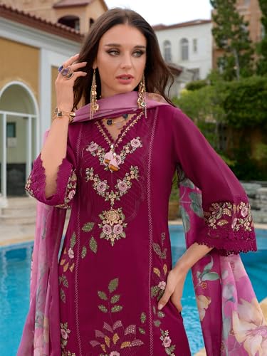 Image of INDO ERA Women's Pure Silk Kurta and Pant with Dupatta Set