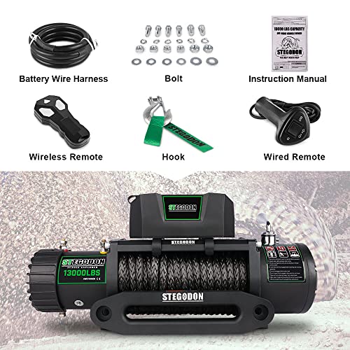 Winch eléctrico 13000lb 12V con control remoto inalámbrico miniatura 7
