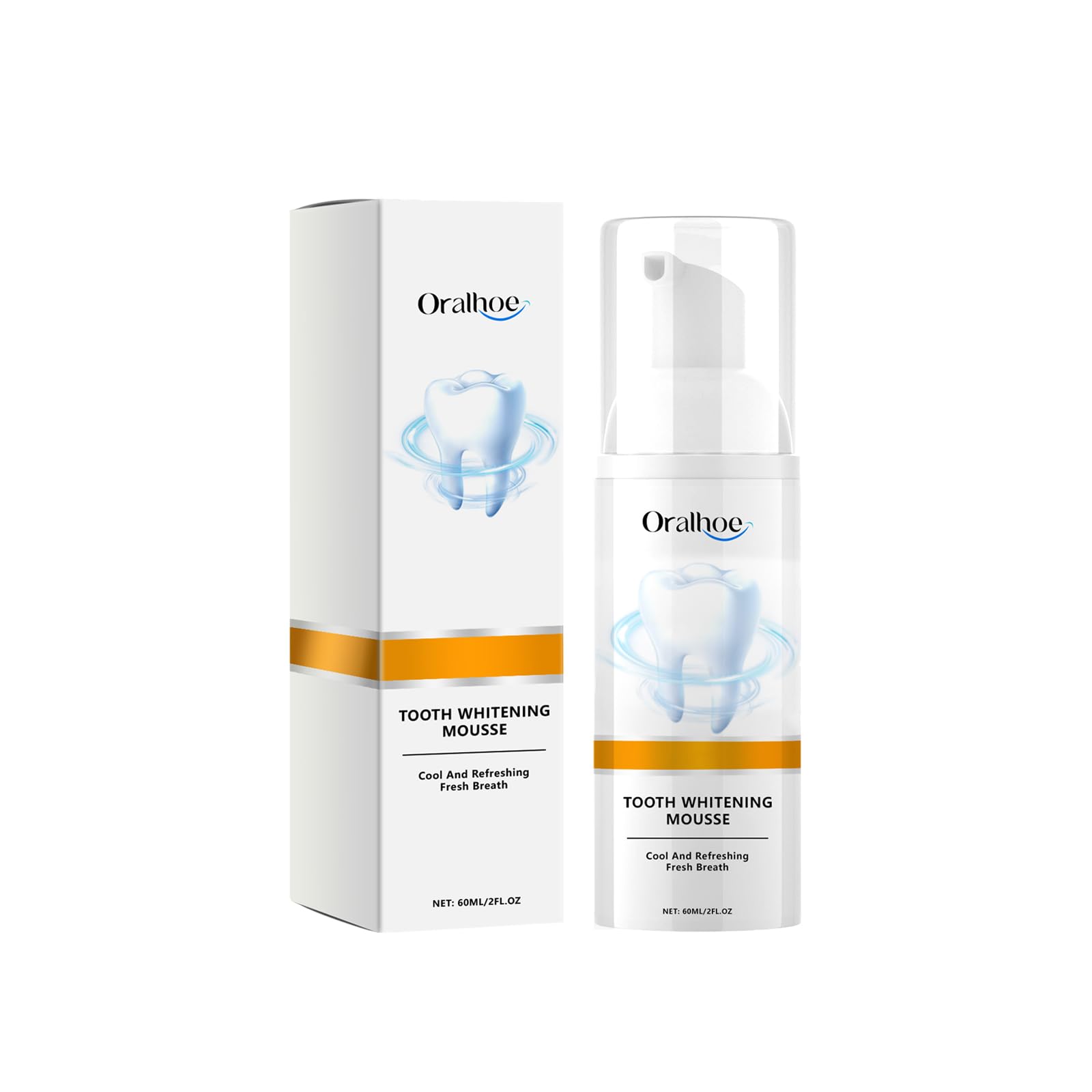 Teeth Whitening Mousse with Menthol Peppermint Extract and Coconut Oil Plaque Removing Formula for Stain Removal and Fresh