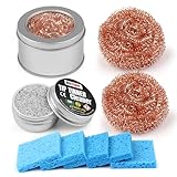 BEEYUIHF Soldering Tip Cleaning Kit Include 1 Pcs Soldering Tip Cleaner and 3 Pcs Brass Cleaning Wire and 1 Pcs Holder and 5 Pcs Sponge for Cleaning Solder Iron Tips