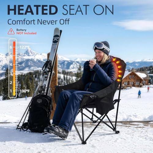 Image of Heated Oversized Camping Chair - Heavy Duty Padded Comfy Warm Outdoor Chair