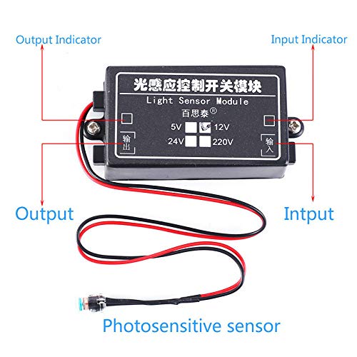 Miniatura 3 de Controlador de sensor fotosensible Módulo de relé de resistencia DC 12V Controlador impermeable Brillo ajustable Interruptor de control de luz