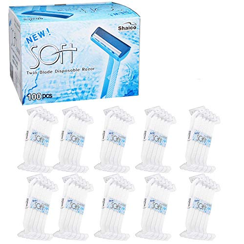 Shaico Soft Twin Blades Disposable Razors Bulk 100 Count/Shaver Razor For Man And Women