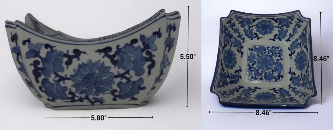 Blue and White Square Octagon Serving Bowls, Salad Bowls, Fruit Bowls Chinoiserie Bowl (9