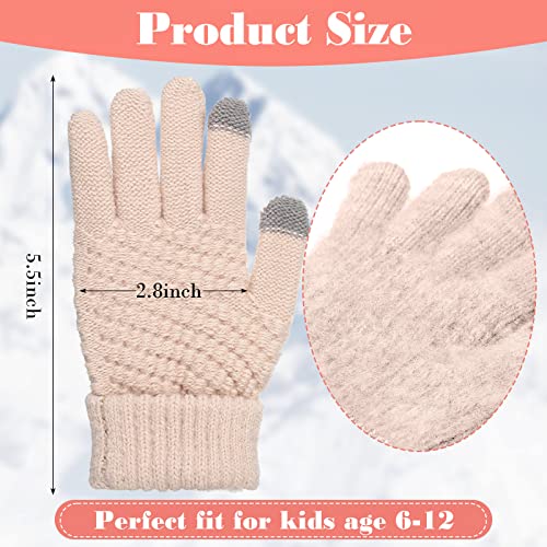 4 Pairs Kids Winter Touchscreen Gloves Warm Fleece Lined Child Knit Gloves Elastic Cuff Winter Texting for Girls Boys2