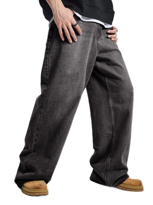 JMIERR Herren Jeanshose Baggy Y2K Hip Hop Straight Fit Jeans Streetwear Weite Beine Denim Hose Männer Jogger XS-XL