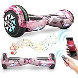 Hoverboards de 6.5 '', iHoverboards H1 Hoverboards Auto Equilibrio Hoverboards para Niños y Adultos Hover Balance Board con Potente Motor Dual, LED y Bluetooth (Pink)