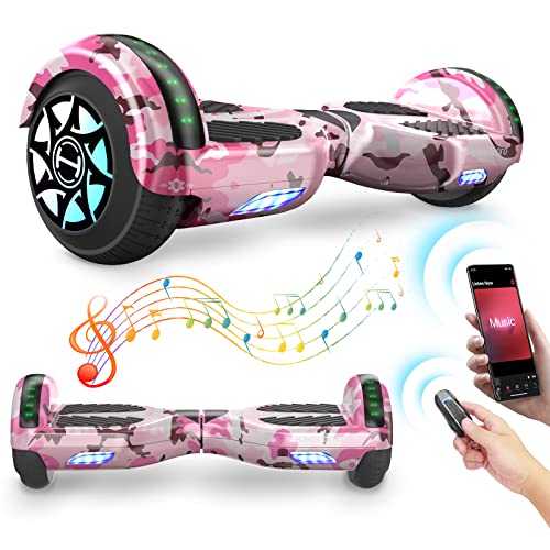 Hoverboard 6,5 Pouces avec Bluetooth et LED, Hoverboards Auto-équilibré pour Enfant et Adulte iHoverboard H4 Hoverboards Camouflage Pastel
