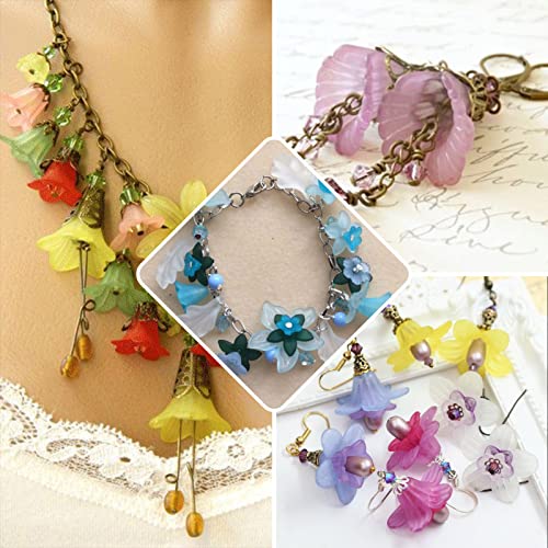 Craftdady 400Pcs Tulip Flower Bead Cap Acrylic Floral Petal Frosted Clear End Cap Drilled Flower Bead Charm for Jewellery Making Necklace Bracelet - Image 2