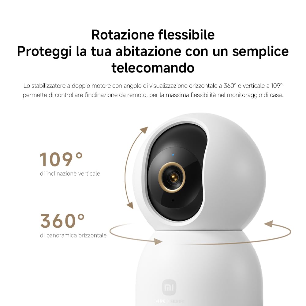 Xiaomi Smart Camera C701 (Videocamera di sorveglianza), 4K Ultra HD, visione a 360°, conversazione bidirezionale, visione notturna a infrarossi, Wi-Fi 6 dual-band