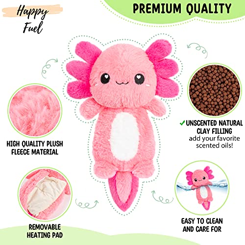 Image of Axolotl Microwavable Unscented Heating Pad for Women and Kids- Cute Soft Cozy Pillow Plush Heatable Warm Stuffed Animals - Kawaii Hot and Cold Plushie Food Toy - Axolotl Gifts for Girls and Boys