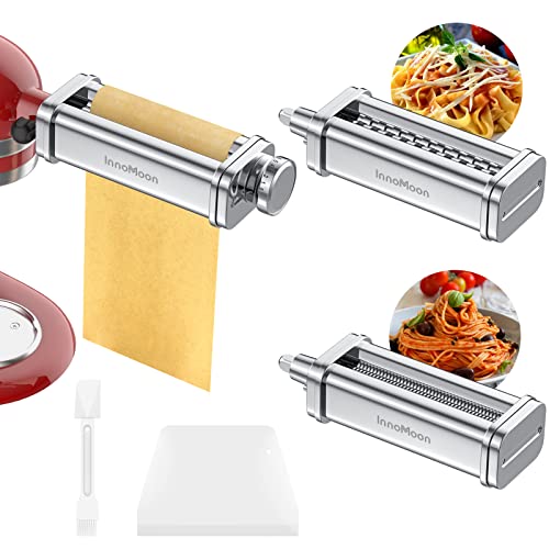 Pasta Maker Attachment For Kitchenaid Mixer 3 Set Include Pasta Sheet Roller, Spaghetti, Fettuccine Cutters Pasta Attachment Stainless Steel Accessories For Kitchenaid By Innomoon #TOP3