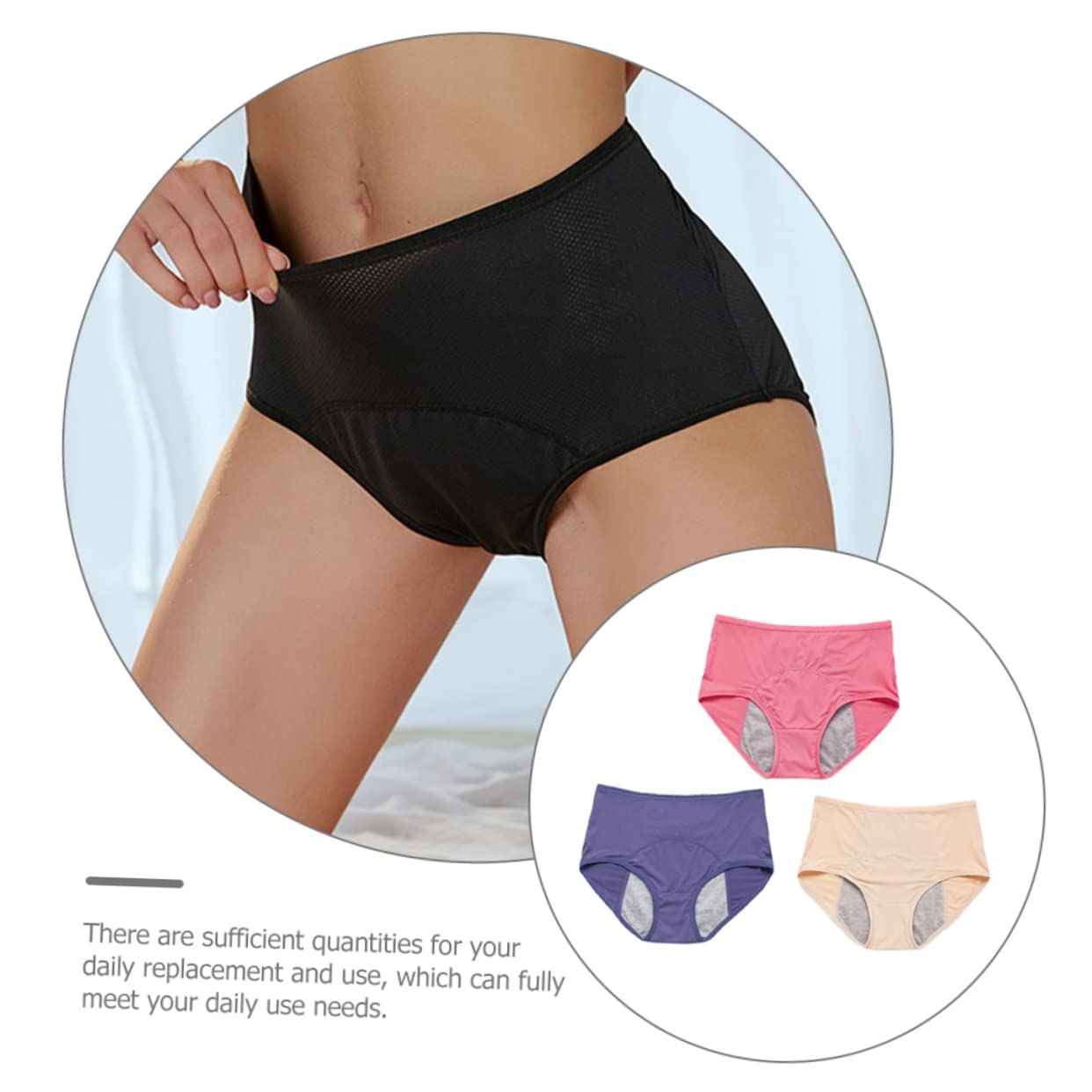 Holibanna 4piezas Bragas Menstruales para Mujer Ropa Interior Sanitaria Antifugas Bragas de Menstruación por Cómodas para Uso Diario