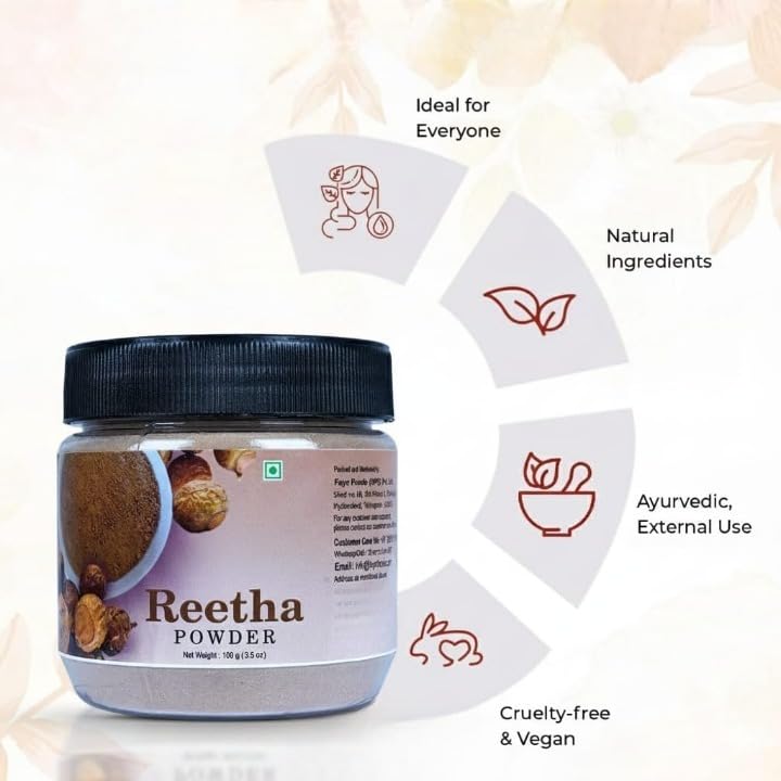 Miniatura 4 de Polvo de Reetha 100% natural puro para el cuidado del cabello, polvo de Reetha a base de hierbas (Sapindus Trifoliatus) para el cabello, polvo Ritha