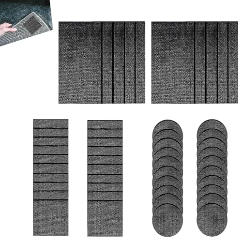 Syylqyr 50PCS Rug Gripper for Carpeted Floor, Carpet Grippers for Rugs on Top of Carpet, Anti Slip Mat Non Curl Keep Your Area Flat on Hardwood Floors and Tiles Black Easy Installation