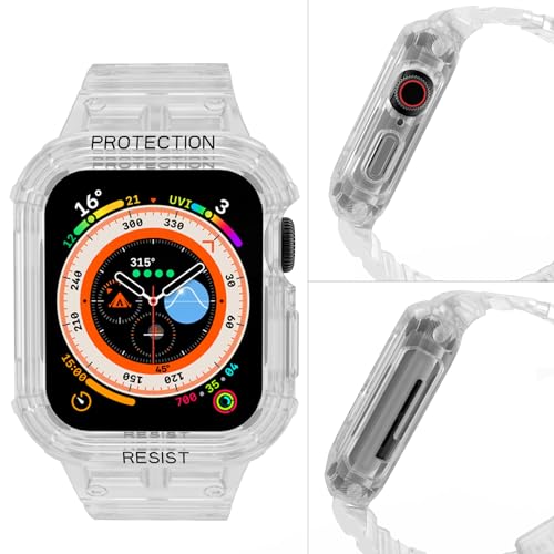 CRIS-BAND Bumper Bands Compatible with Apple Watch Band 45mm 44mm 42mm 41mm 40mm 38mm for Women Men, Water Shock-Proof Strap for iWatch Apple Watch Band with Case for Series 9 8 7 6 SE 5 4 3 2 1