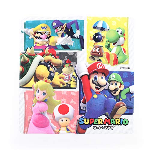 スーパーマリオ 2020年度柄 ハンカチ (フレーム柄) キャラクター キッズ グッズ 子供 男の子 マリオブラザーズ 入園 入学