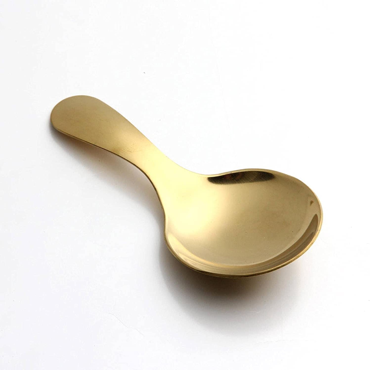 Cucharas De Mesa Mango corto Postre Cuchara de acero inoxidable Spice Spoon Condimento Té Café Scoop Cocina Herramientas Sopa Antigoteo Servir(Blue,Silver)