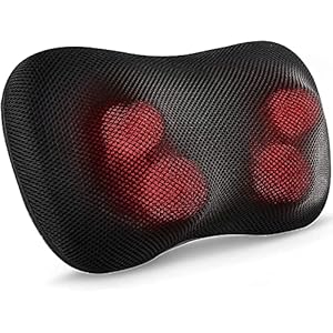 Massagekissen mit Wärmefunktion für Nacken, Rücken und Schulter, Shiatsu Massagekissen mit 3D-Rotationsknet-Massagekopf, Geeignet für die Nacken Schulter massage zu Hause