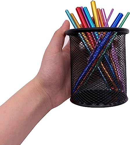 Image of ECLET Black Pen Holder Cup for Desk, Black Wire Mesh Pencil Cup Holder for Desk Office Pen Organizer