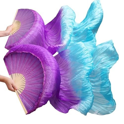 DMLAYHP Belly Dance Fan Silk Veils Dance Fans Pair Of Belly Dancing(19,180cm)
