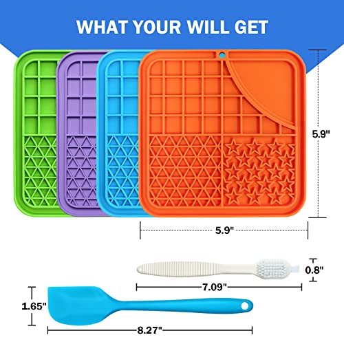 Tdzwin Licking Mat For Dogs, Dog Licking Mat Slow Feeder Dog Bowls, Dog Peanut Butter Lick Pad With Suction Cups For Anxiety Relief Perfect For, Treats, Yogurt With Free Scraper&Brush Bpa Free(4 Pack) #TOP2