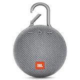 JBL Clip 3 Portable IPX7 Waterproof Wireless Bluetooth Speaker with Built-in Carabiner, Noise-Canceling Speakerphone and Microphone, Gray (Non-Retail Packaging) (Renewed)