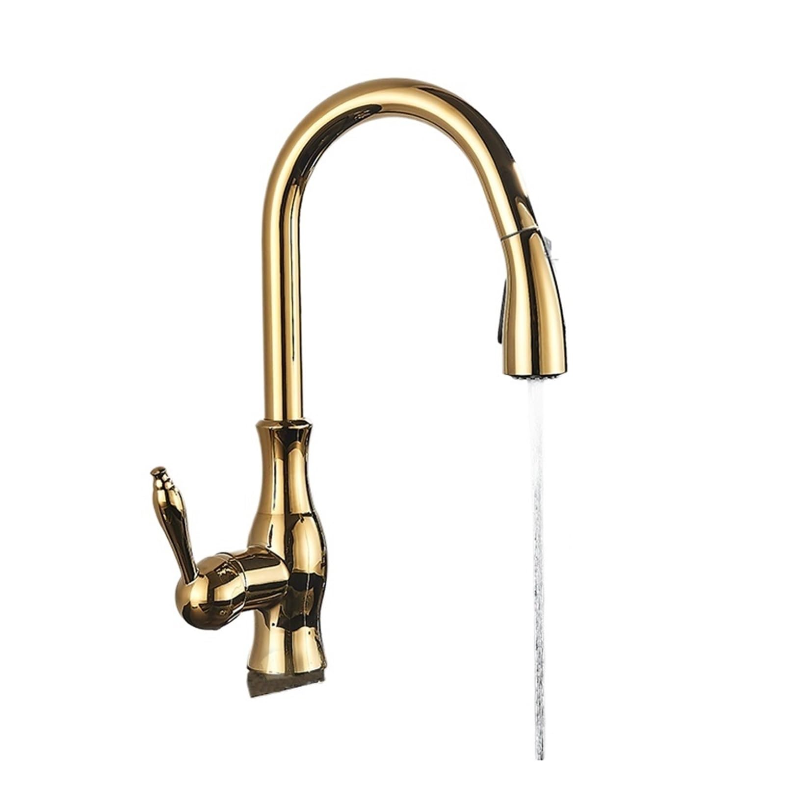 Brass Kitchen Faucet 5 Color Rotation High Arch Kitchen Sink Faucet Pull Out Sprayer Hot Cold Water Mixer Tap，Chrome Kitchen Tap