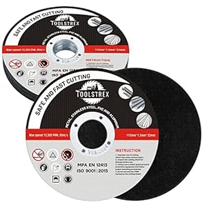 TOOLSTREX Angle Grinder Discs 10-Piece, Strong and Durable, Ultra -Thin Metal Cutting Discs for Fast & Precise Cutting…