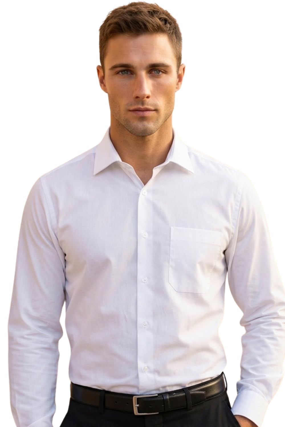 Louis Philippe Men's Regular Fit Easy to Iron Everyday wear Premium Cotton Full Sleeve Solid Formal Shirt