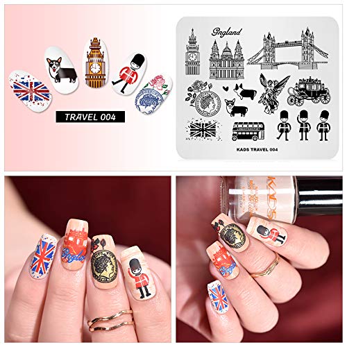 KADS Nagelstempelschablone Aus Edelstahl – DIY Nail Art Mit Reise-Motiven, 8x7 Cm, Für Maniküre Zu Hause