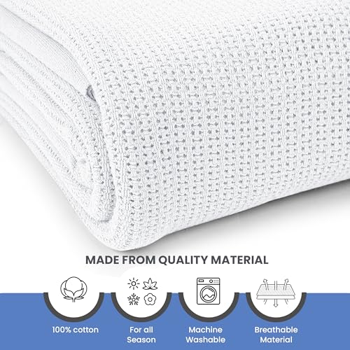 Linteum Textil-Krankenhaus-Thermodecke, 168 x 228 cm, 100% Baumwolle, atmungsaktiv, weich und gemütlich, offenzelliges Design, Bettdecke für Bett, Couch, Sofa-Überwurf für alle Jahreszeiten, 1,1 kg,