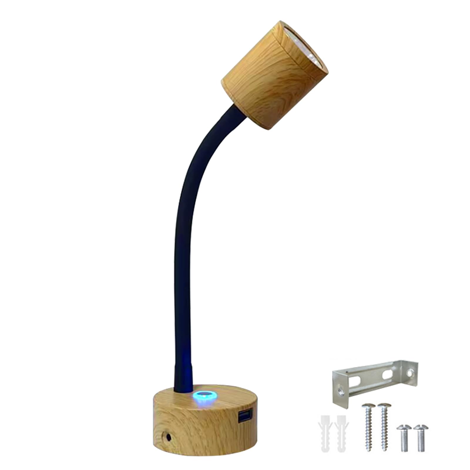 TWSOUL Lampada da lettura dimmerabile con porta di ricarica USB, 12 V, lampada da lettura a LED, 3 W, interruttore touch dimmer, girevole a 360°, per camper, roulotte, barche (1 pezzo)