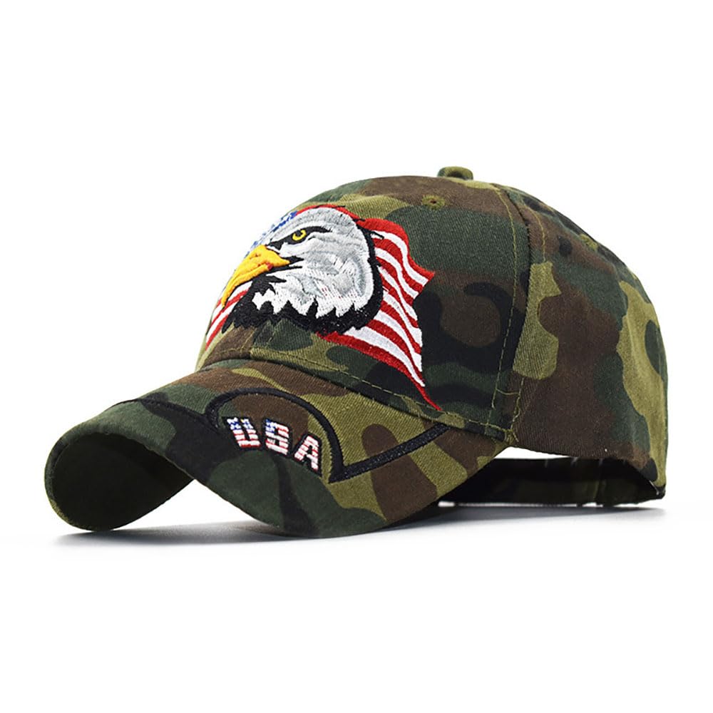 Eagle Flag Embroidered Baseball Cap Classic Vintage Cotton Cap Neutral Baseball Cap Outdoor Cap, 11, L