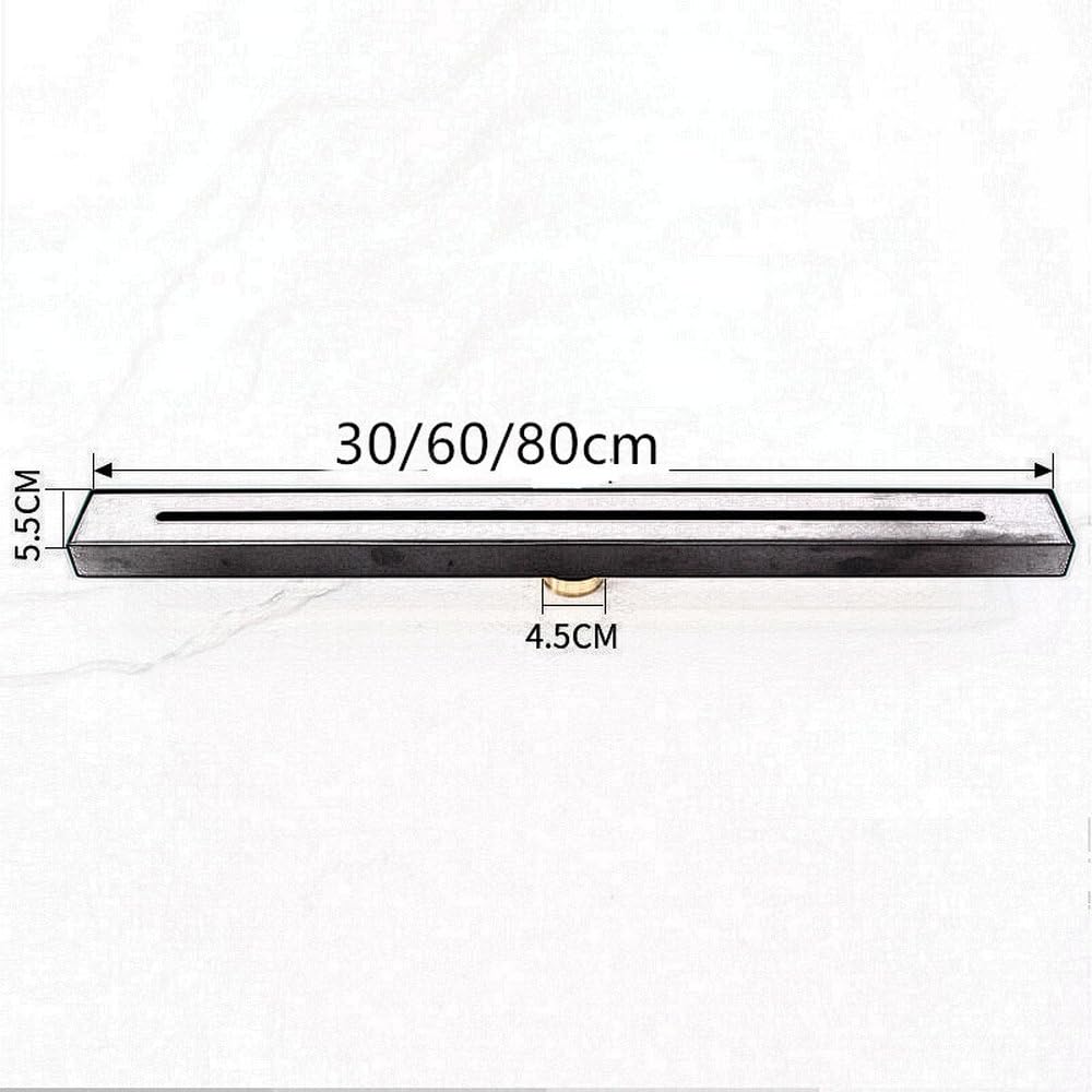Liniowy odpływ podłogowy ze stali nierdzewnej 304, brązowy, dostępny w rozmiarach 30 cm, 60 cm, 80 cm, idealny do prysznica i łazienki hotelowej, czarny, 30 cm