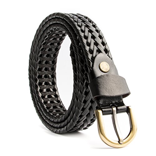 Women's Braided Genuine Real Leather Narrow Belt Adjustable Casual Waist Strap for Jeans Dresses Everyday Outfits
