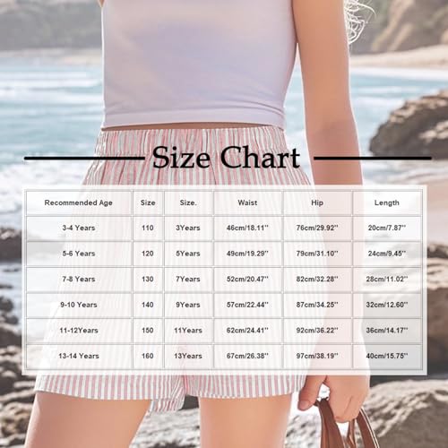 Girls Striped Shorts Elastic Waist Casual Soft Shorts Loose Fit Kids Comfort Girls Summer Clothes Short with Pockets3