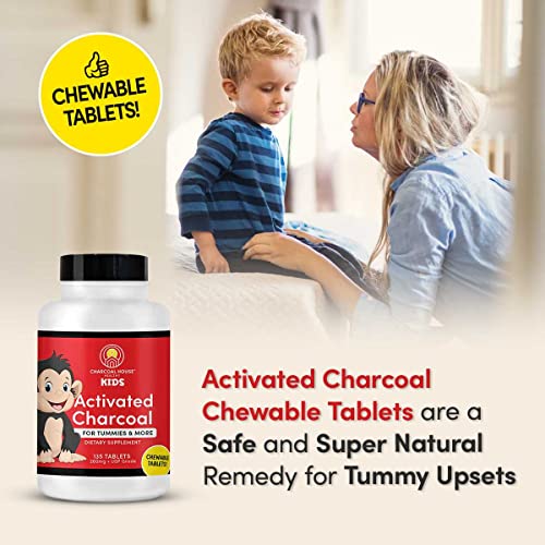 Charcoal House Chewable Activated Charcoal Tablets For Kids | Natural, Vegan, Non-Gmo & Gluten Free | For Teeth, Stomach, Gas & Nausea | Usp Food Grade | 135 Ct. #TOP4