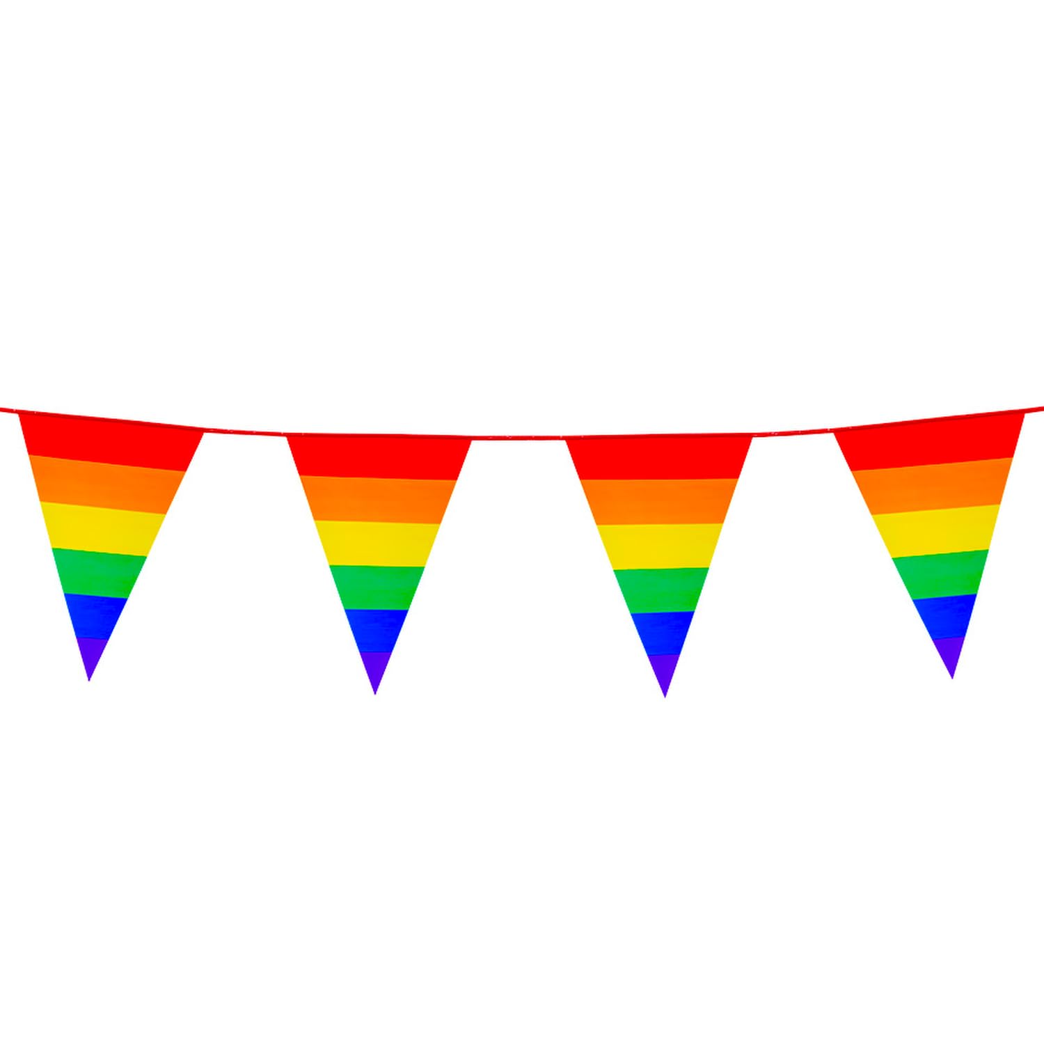 Rainbow Bunting 10 m - Colourful Plastic Bunting Garland with Large Bunting 20 x 30 cm - Weatherproof & Reusable - Party Decoration for Garden Party, Festivals & Events