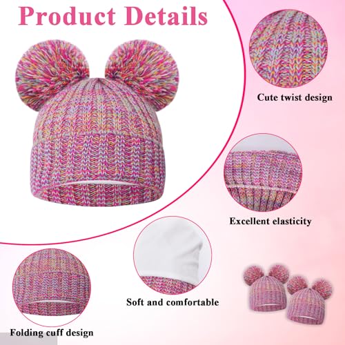 Winter Hat for Kid Children's Warm Knitted Beanie Double Ski Pom Fleece Lined Thick Cap Girls Accessory Knit Hat3