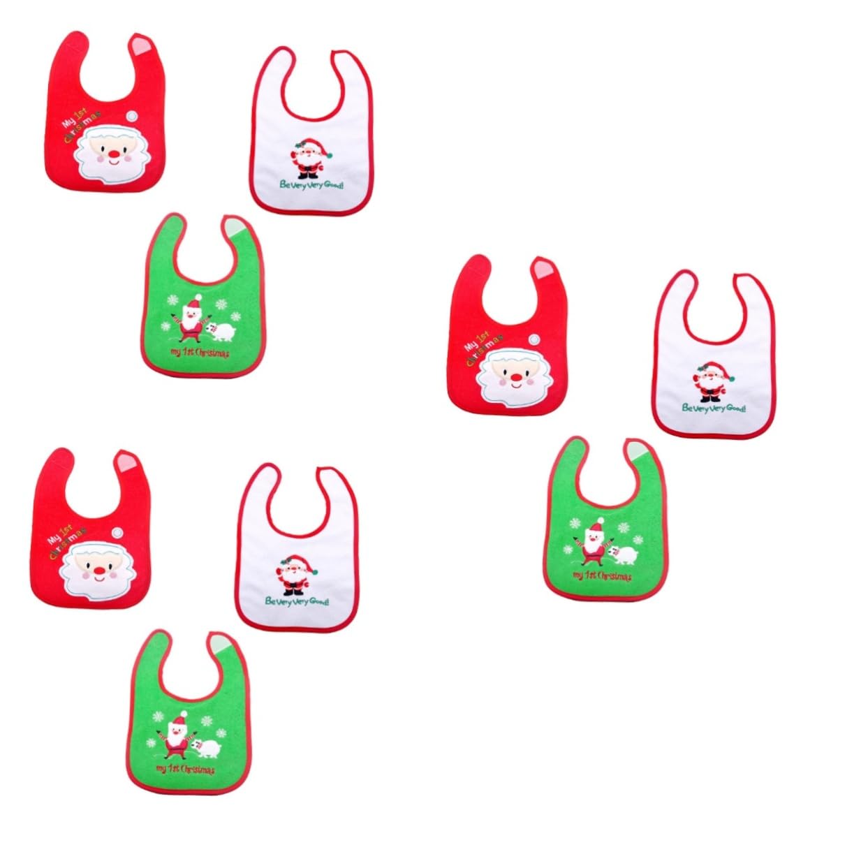 TOYANDONA 9piezas Baberos Para Bebés Diseño De Papá Noel Baberos Impermeables Para Alimentación y Dentición Pocket Recolector De Comida Estilo Aleatorio