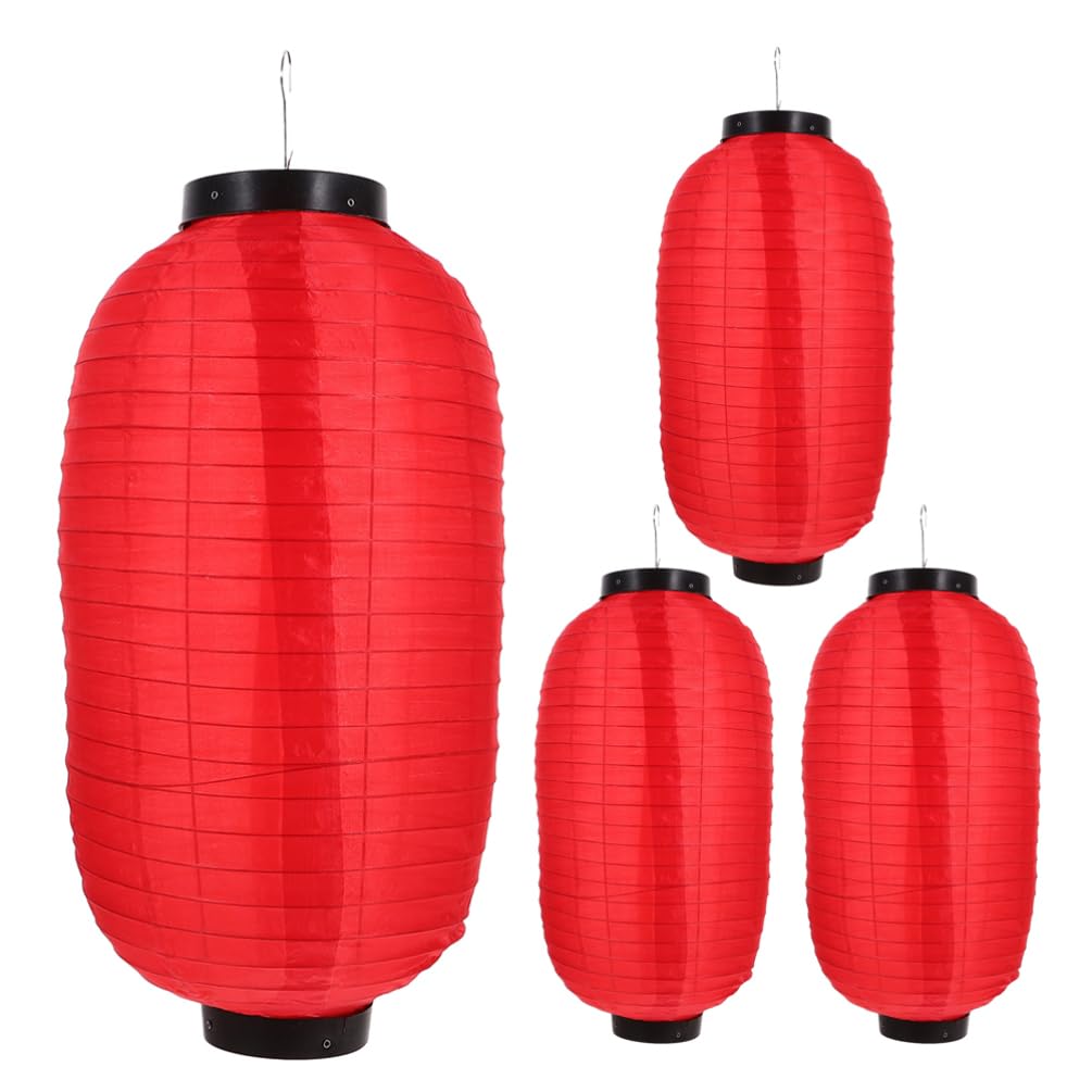 Holibanna 4pcs Japanese Lantern Decoration Silk Lanterns Japanese Garden Decor Pendant Light Shade Traditional Design