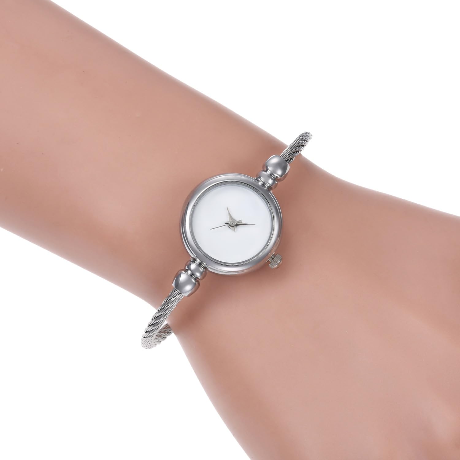 Hiffey Women's Silver White Small Gold Watches Bangle Bracelet Luxury Watches Quartz Wristwatches Casual Watch For (Color : )