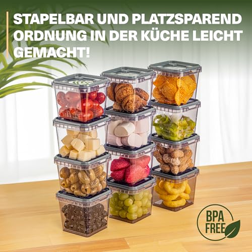 Viwares Vorratsdosen 0,4 L im 12er Set – luftdicht & gefriergeeignet – stapelbare Aufbewahrungsboxen mit Deckel – Frischhaltedosen für Lebensmittel, Snacks, Küche & Vorrat
