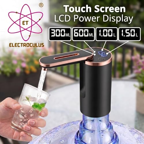 Image of Automatic Water Dispenser Pump for 20 Litre Bottle | Portable USB Rechargeable Water Dispenser Pump, for Outdoor,Office & Home| Led Matrix Display |Color-Jet Black